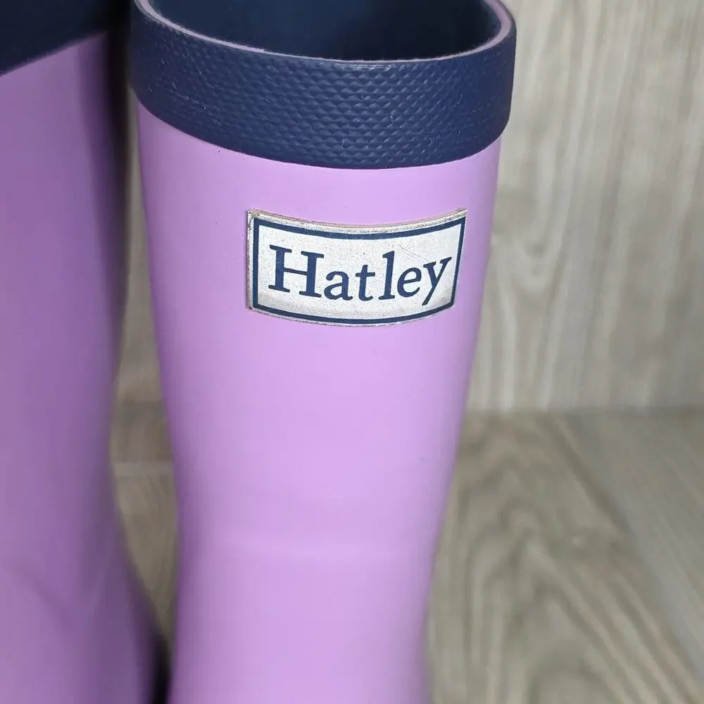 Hatley Lilac Purple Navy Matte Rain Boots Kids Size 3